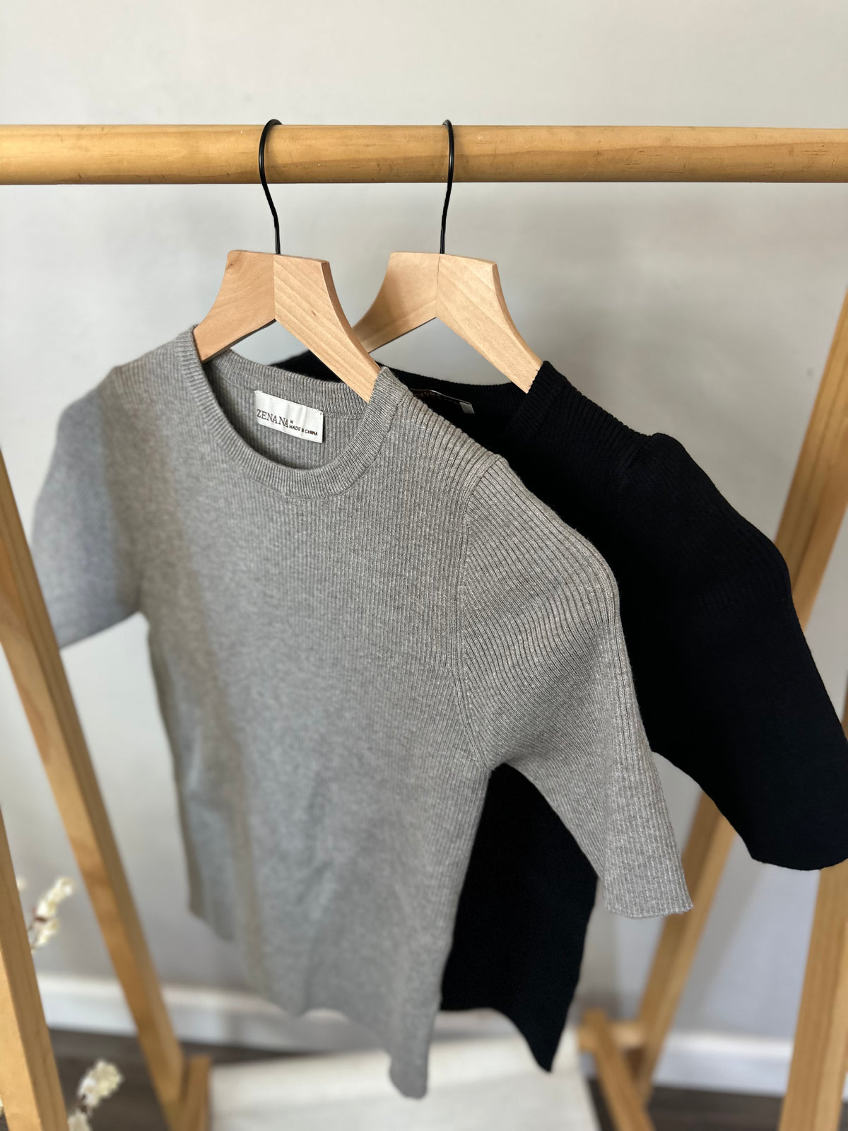 Viscose Ribbed Sweater Top - Grey