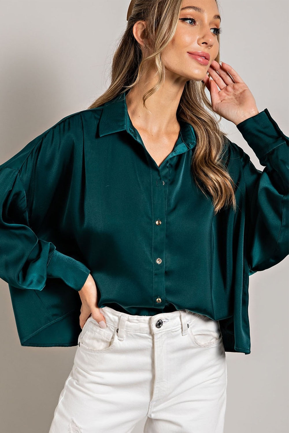 Silk Holiday Blouse - Teal