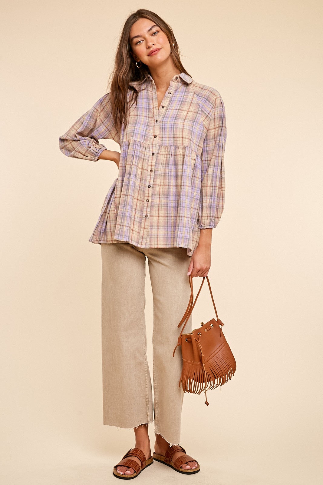 Lavender Plaid Top