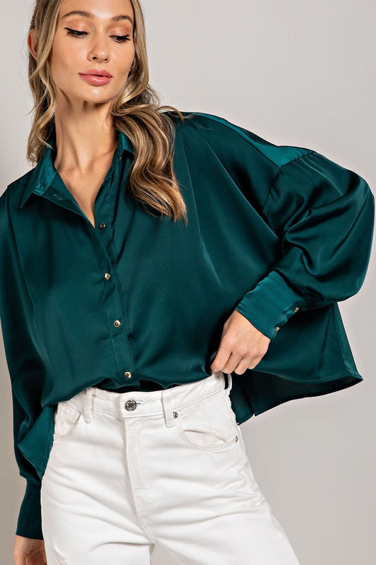 Silk Holiday Blouse - Teal