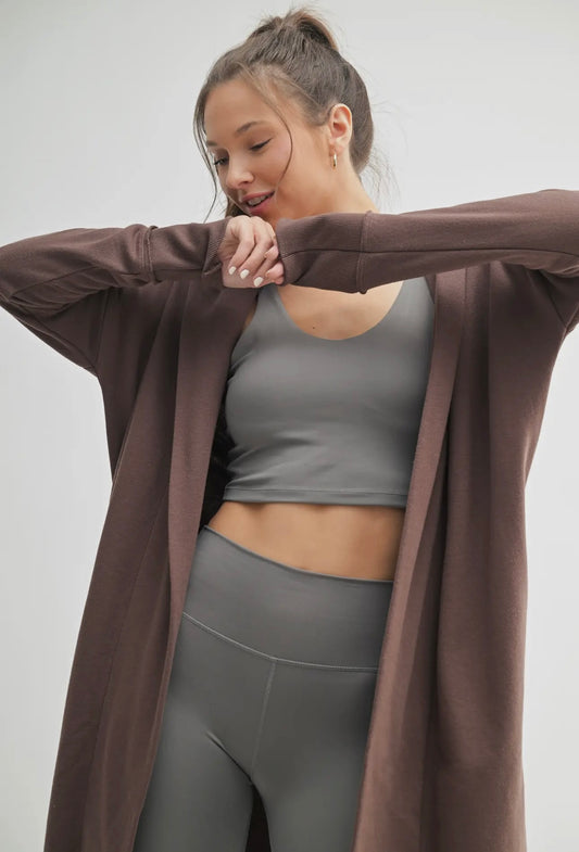 Hooded Long Cardigan - Chocolate