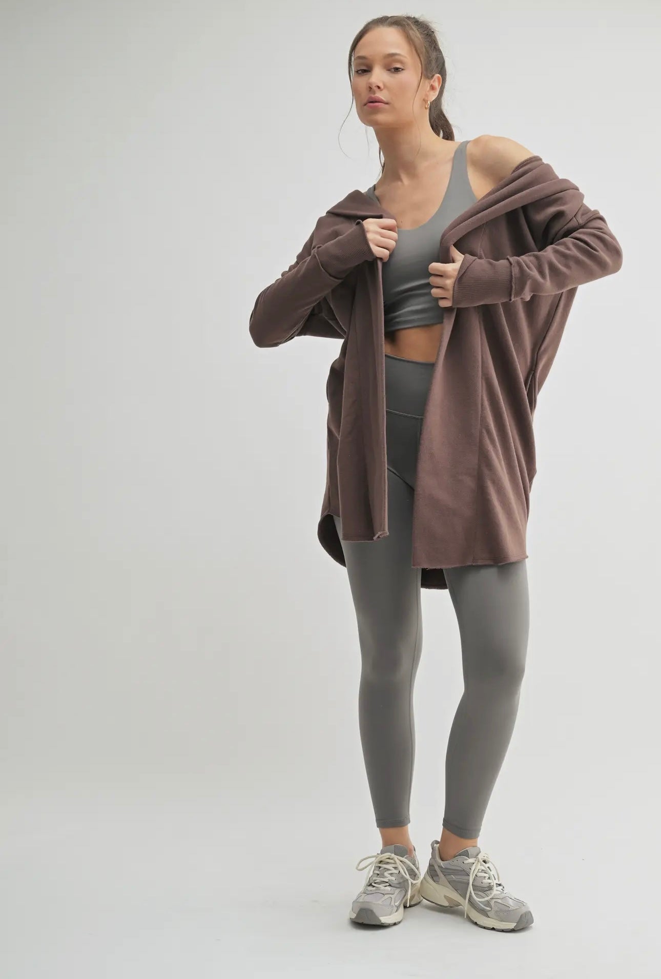Hooded Long Cardigan - Chocolate