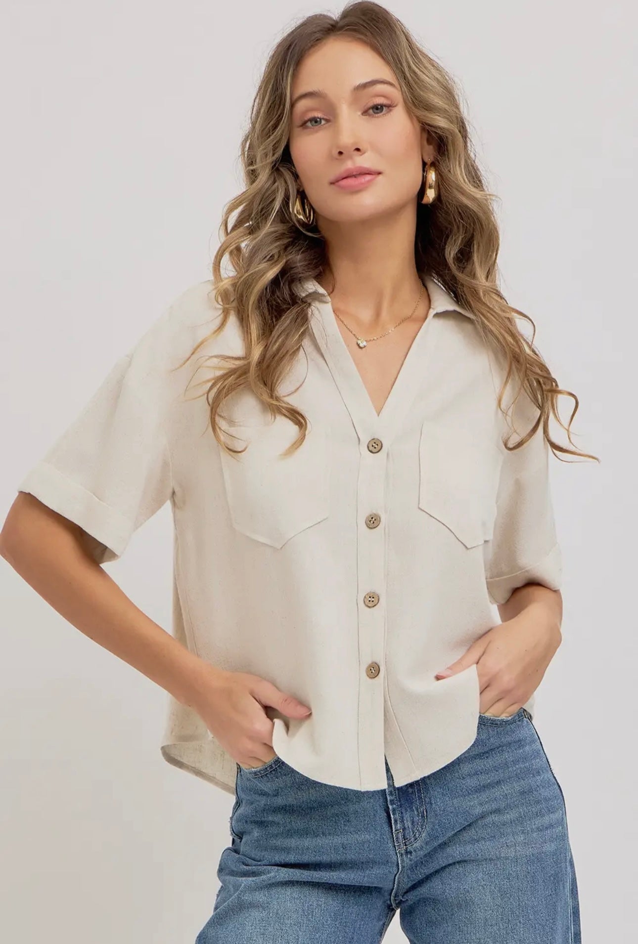 Linen Button Down Top