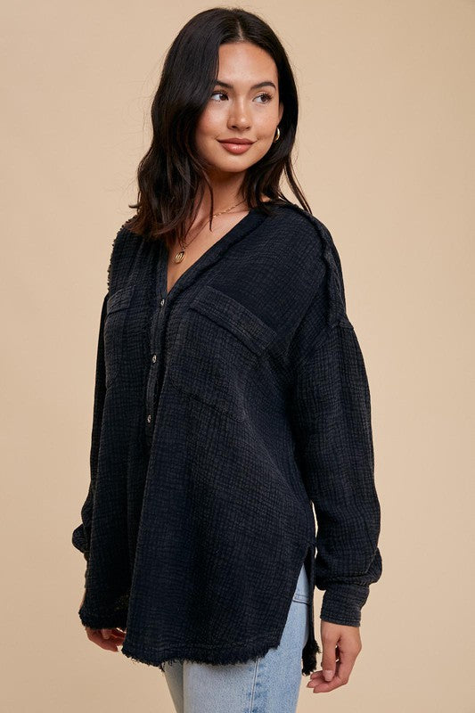 Cotton Gauze Top - Charcoal