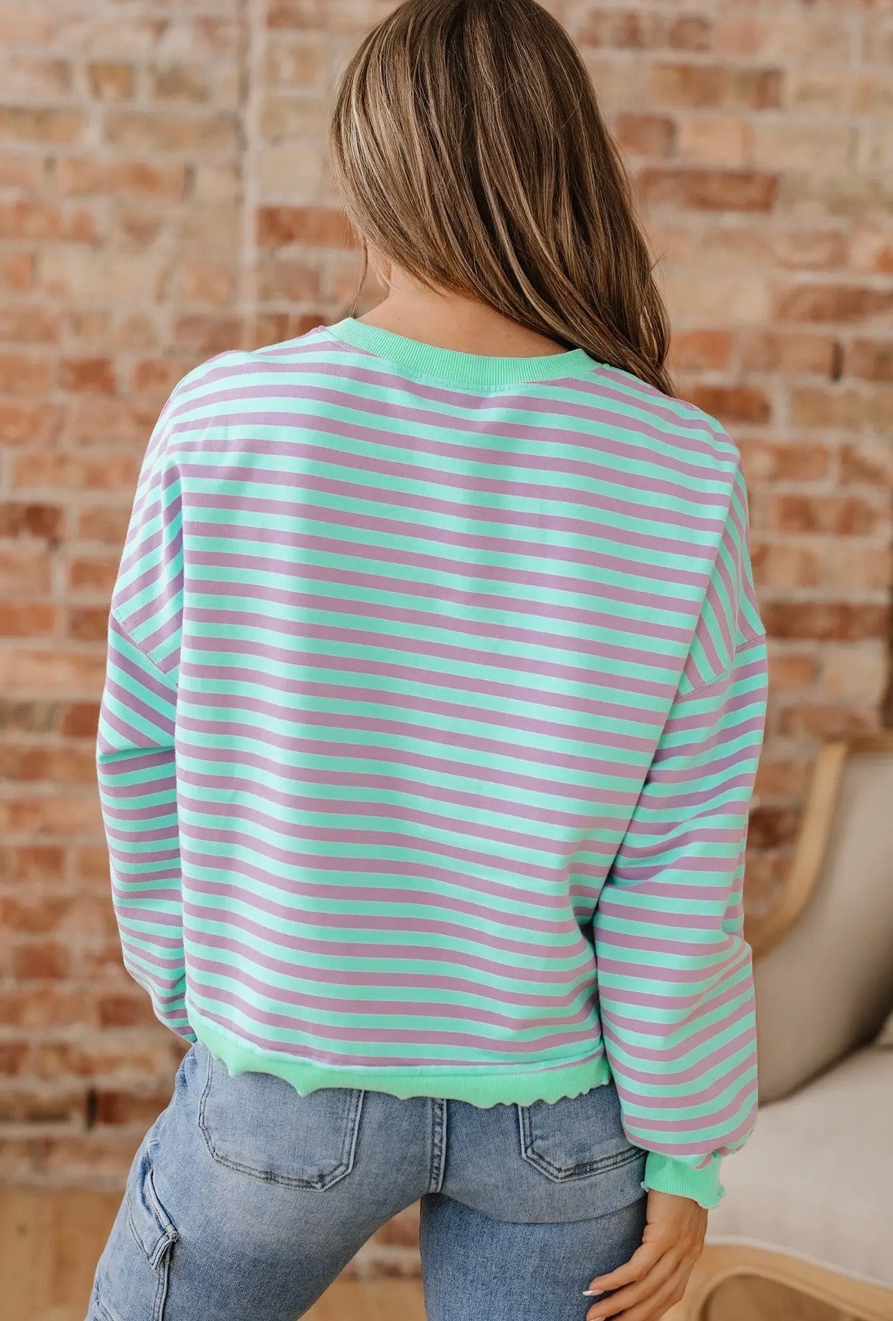 Kelly Stripe Sweatshirt - Mint