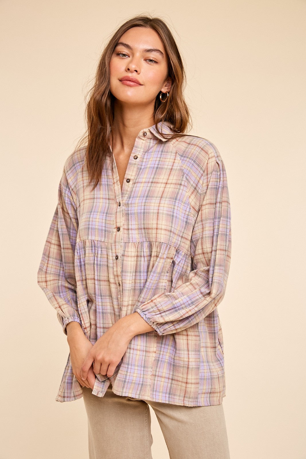 Lavender Plaid Top
