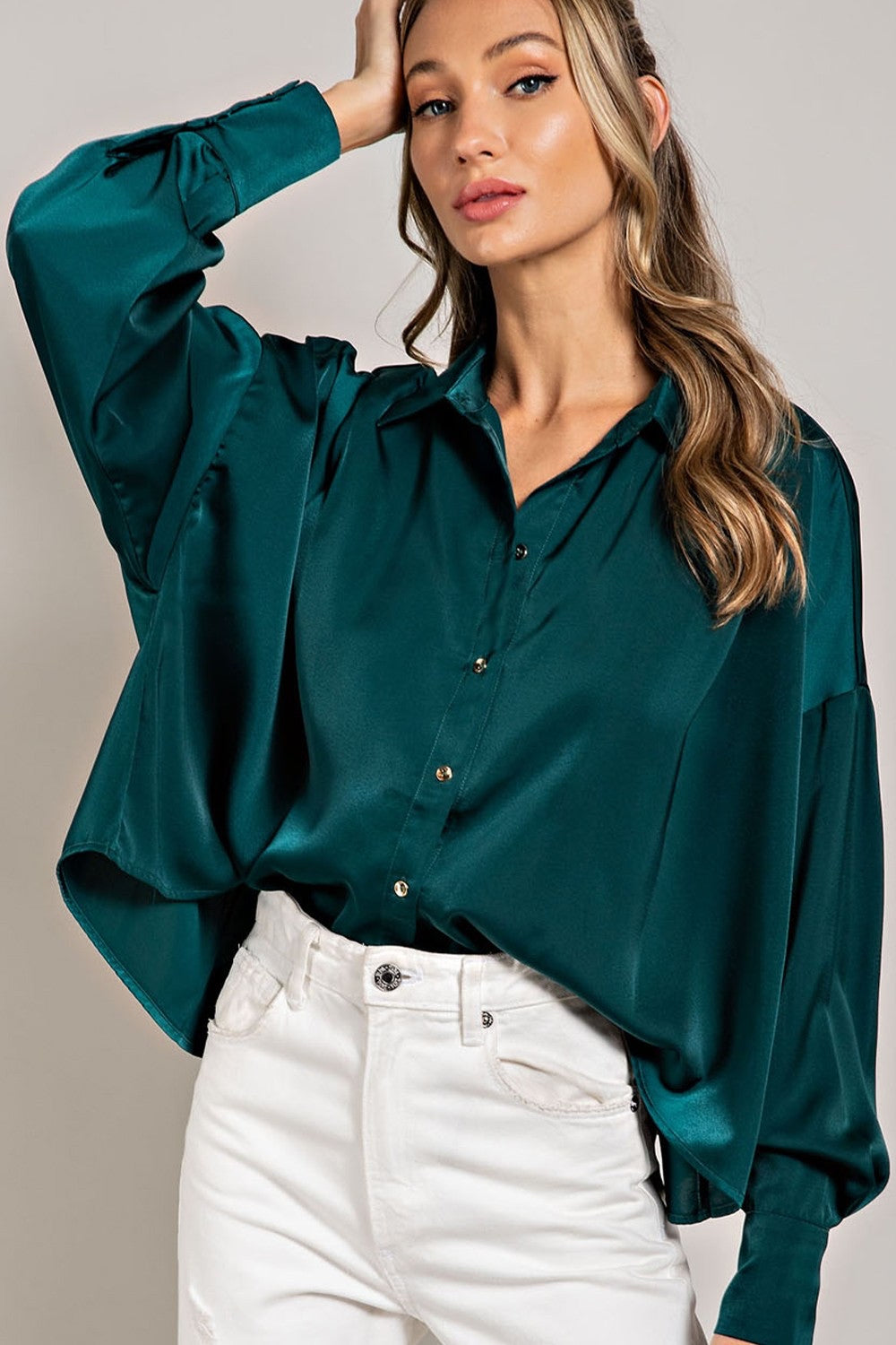Silk Holiday Blouse - Teal