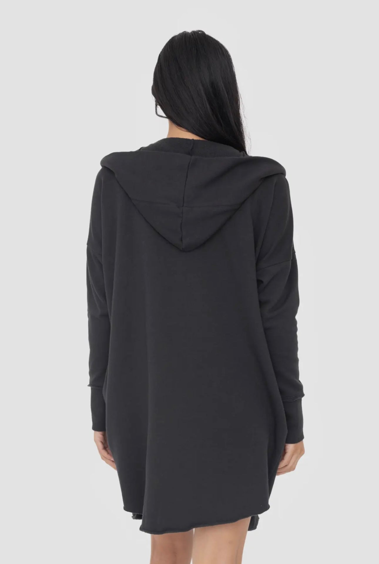 Hooded Long Cardigan - Black