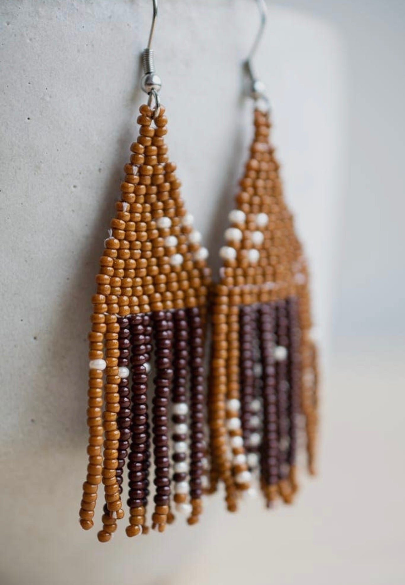 Beaded Fringe Earrings - Terracotta
