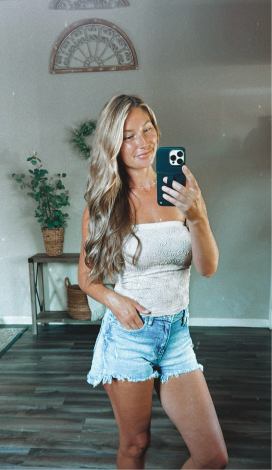 Floral Seamless Tube Top - Oatmeal