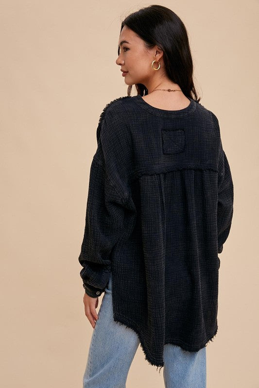 Cotton Gauze Top - Charcoal