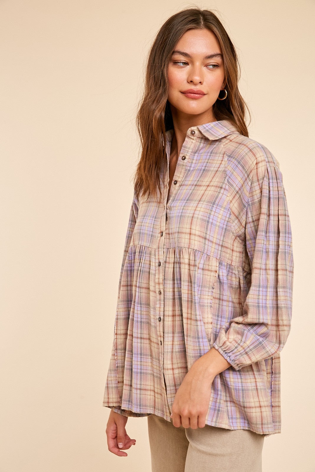 Lavender Plaid Top