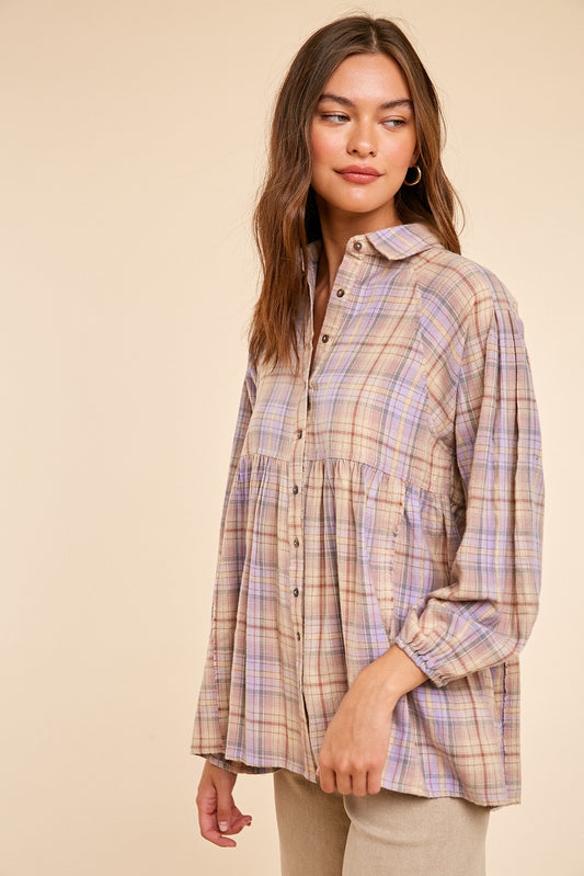 Lavender Plaid Top