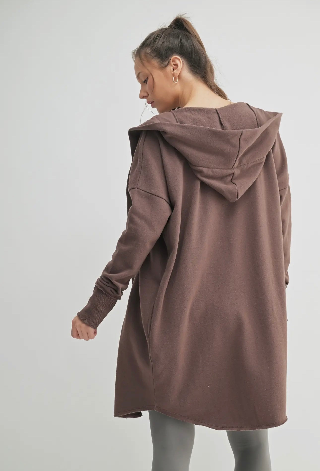 Hooded Long Cardigan - Chocolate