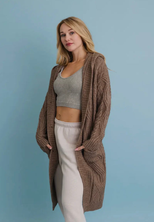 Long Knit Cardigan - Mocha