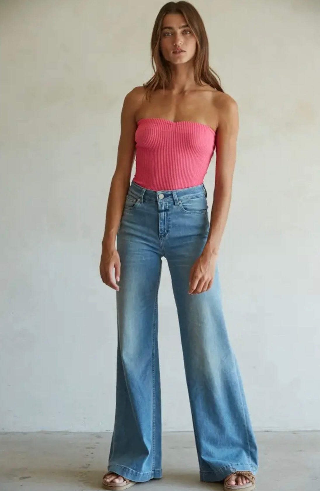 Seamless Ribbed Tube Top - Flamingo