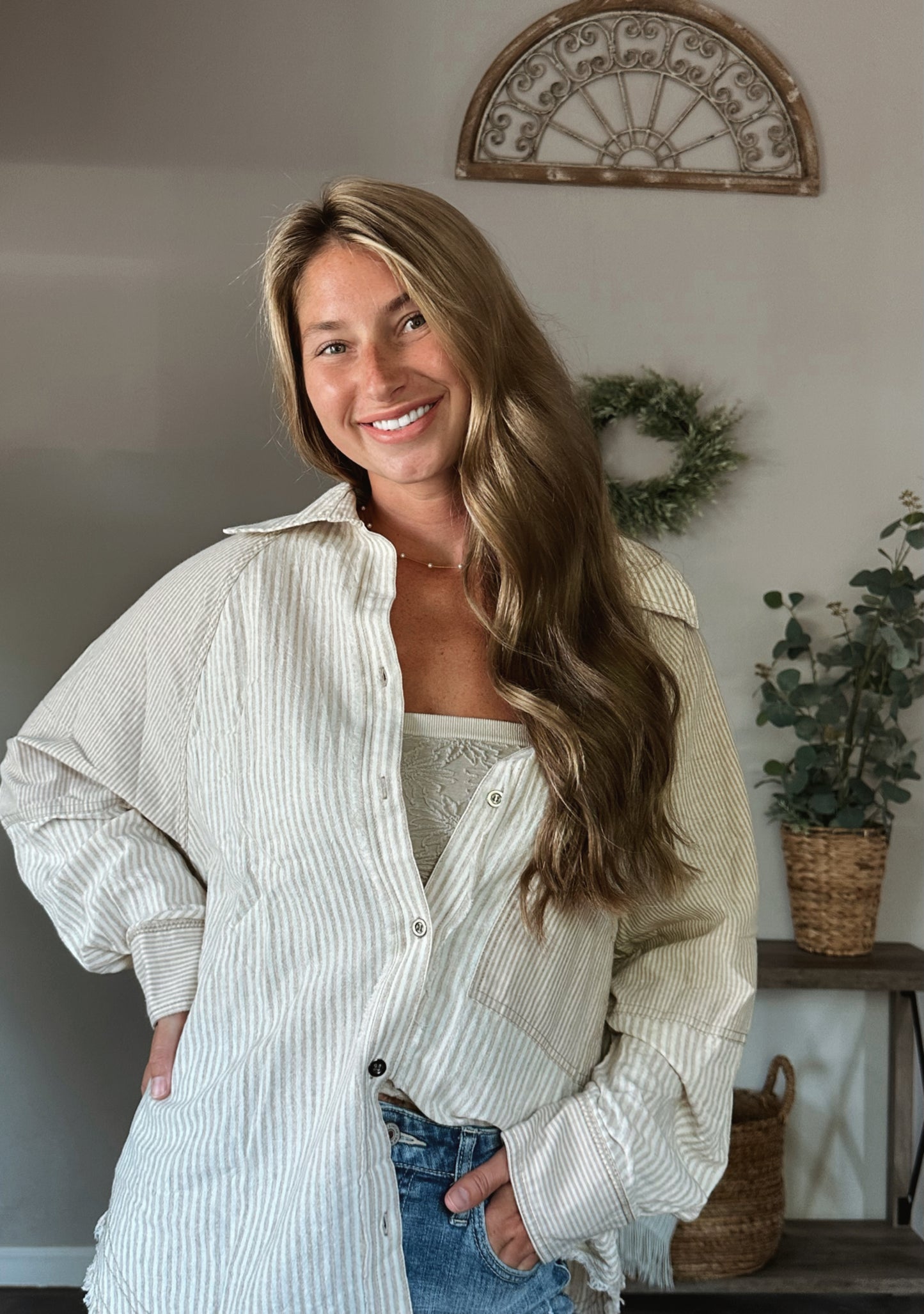 Lightweight Woven Top - Oatmeal