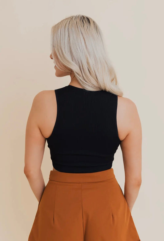 Everyday Ribbed Crop Top - Black