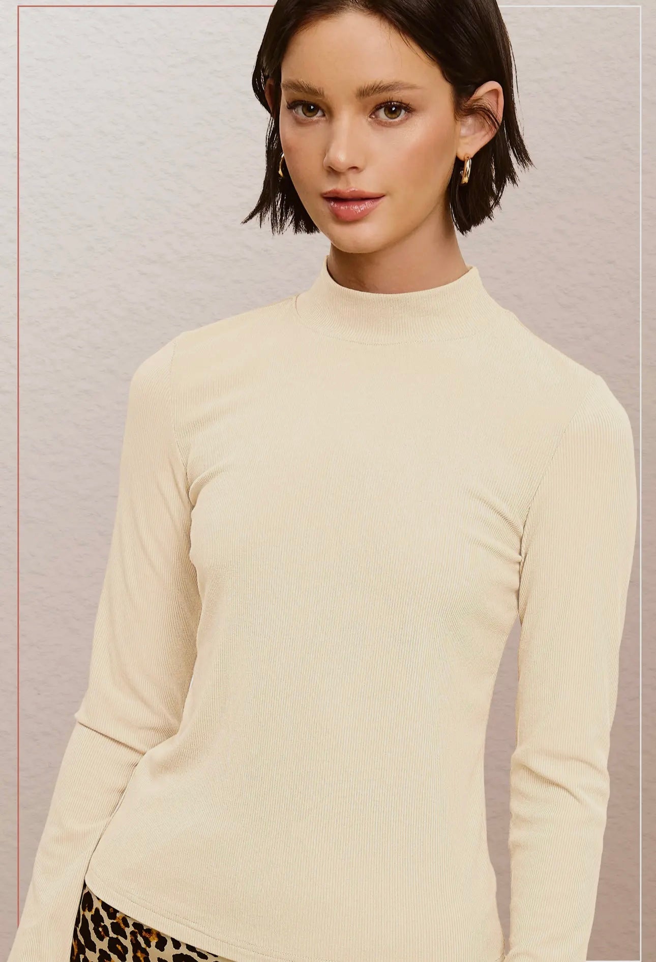 Seamless Mock Neck Long Sleeve - Latte