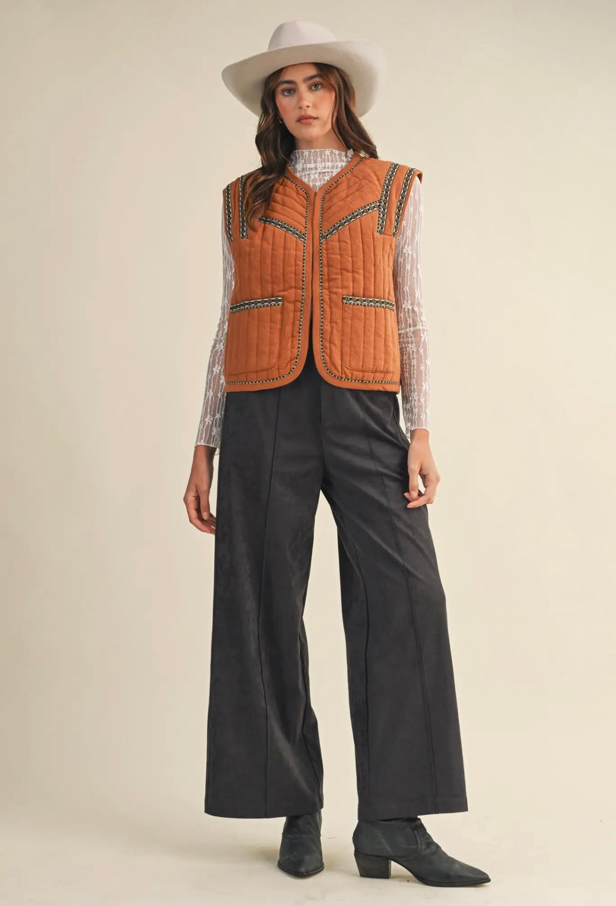 Suede Wide Leg Pants