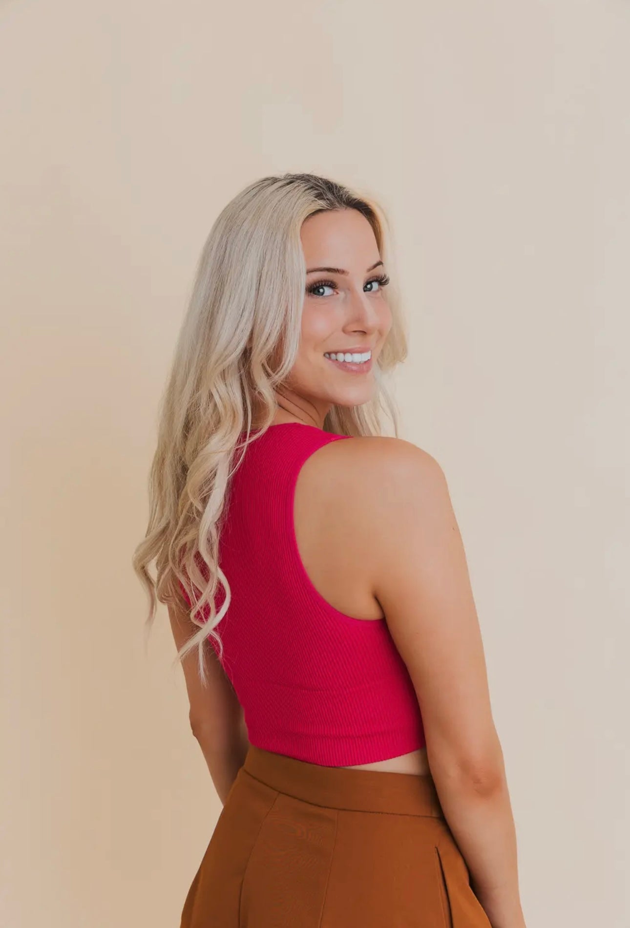 Everyday Ribbed Crop Top - Hot Pink
