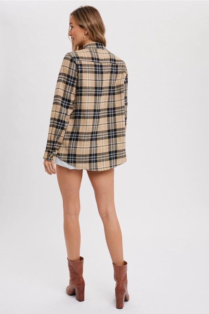 Plaid Shacket - Taupe