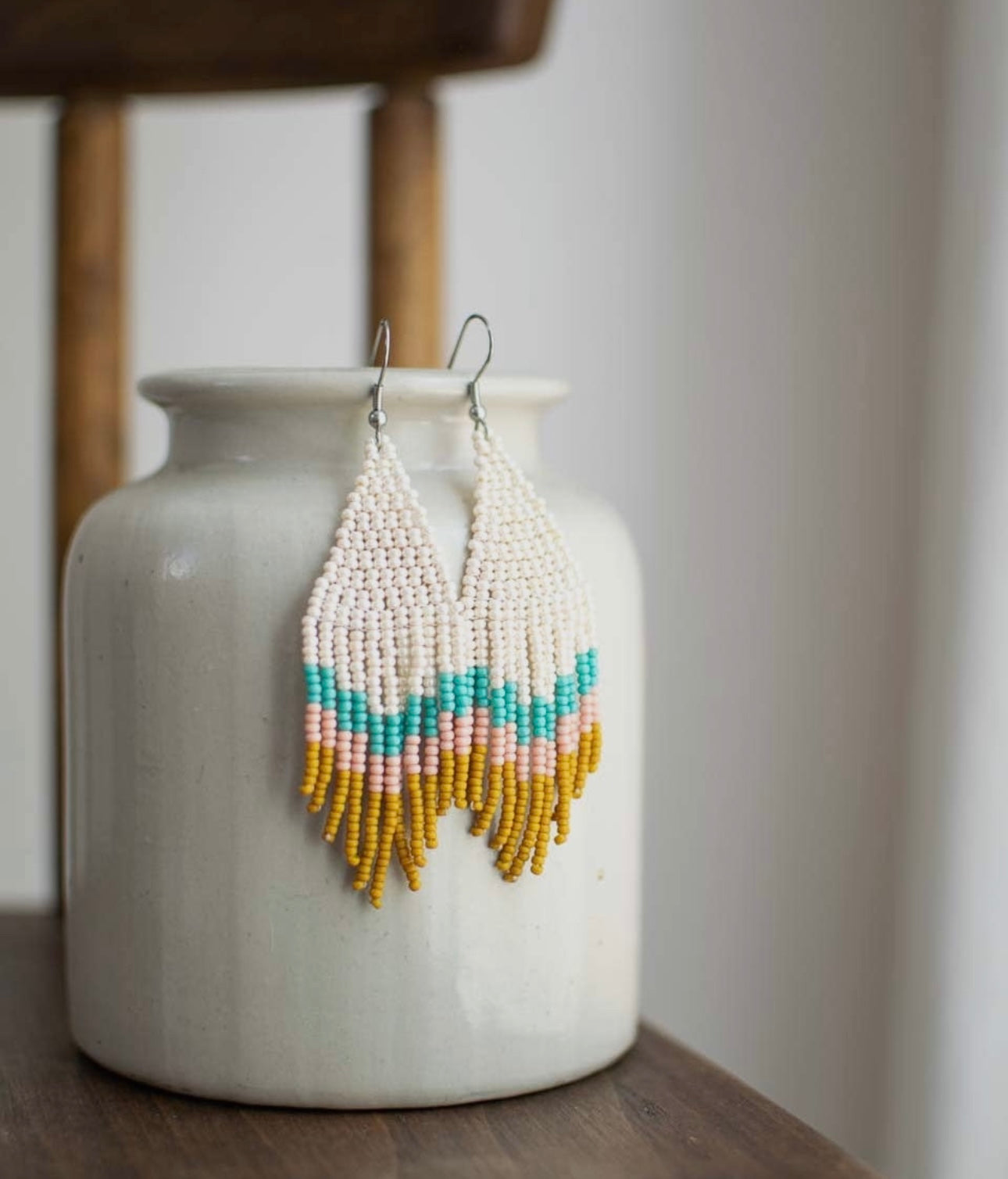 Beaded Fringe Earrings - Sunrise