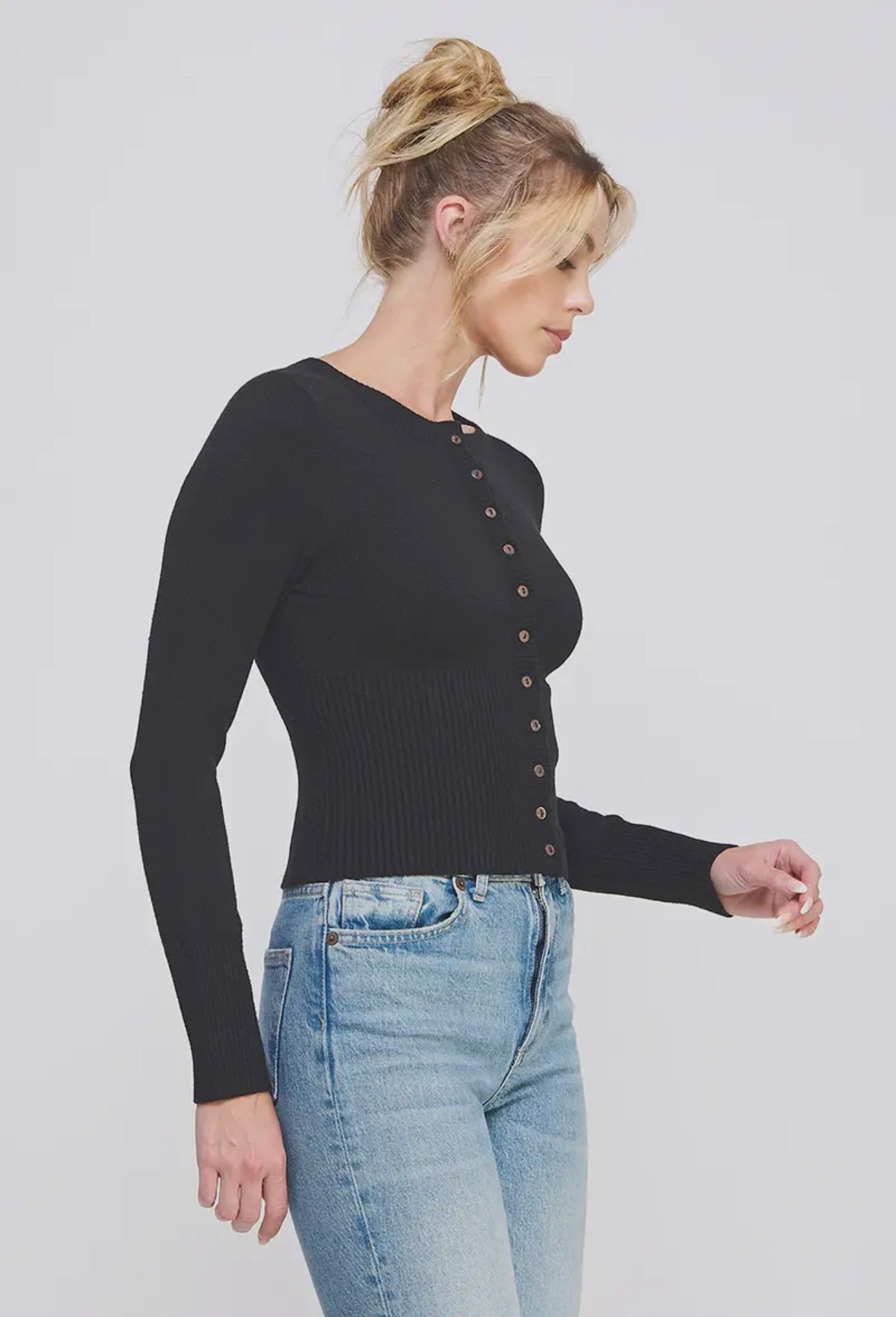 Button Up Cardigan - Black