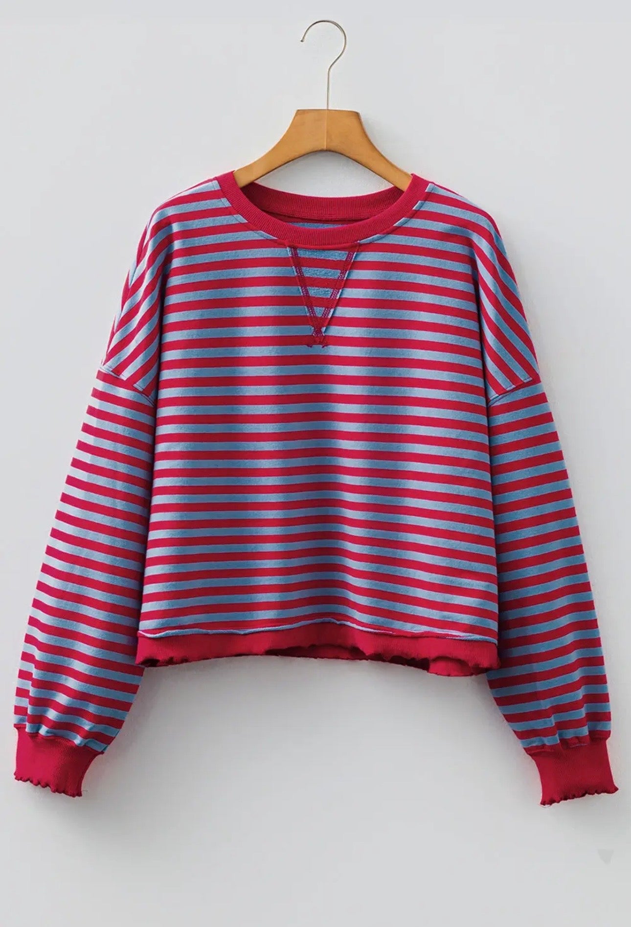 Kelly Stripe Sweatshirt - Red