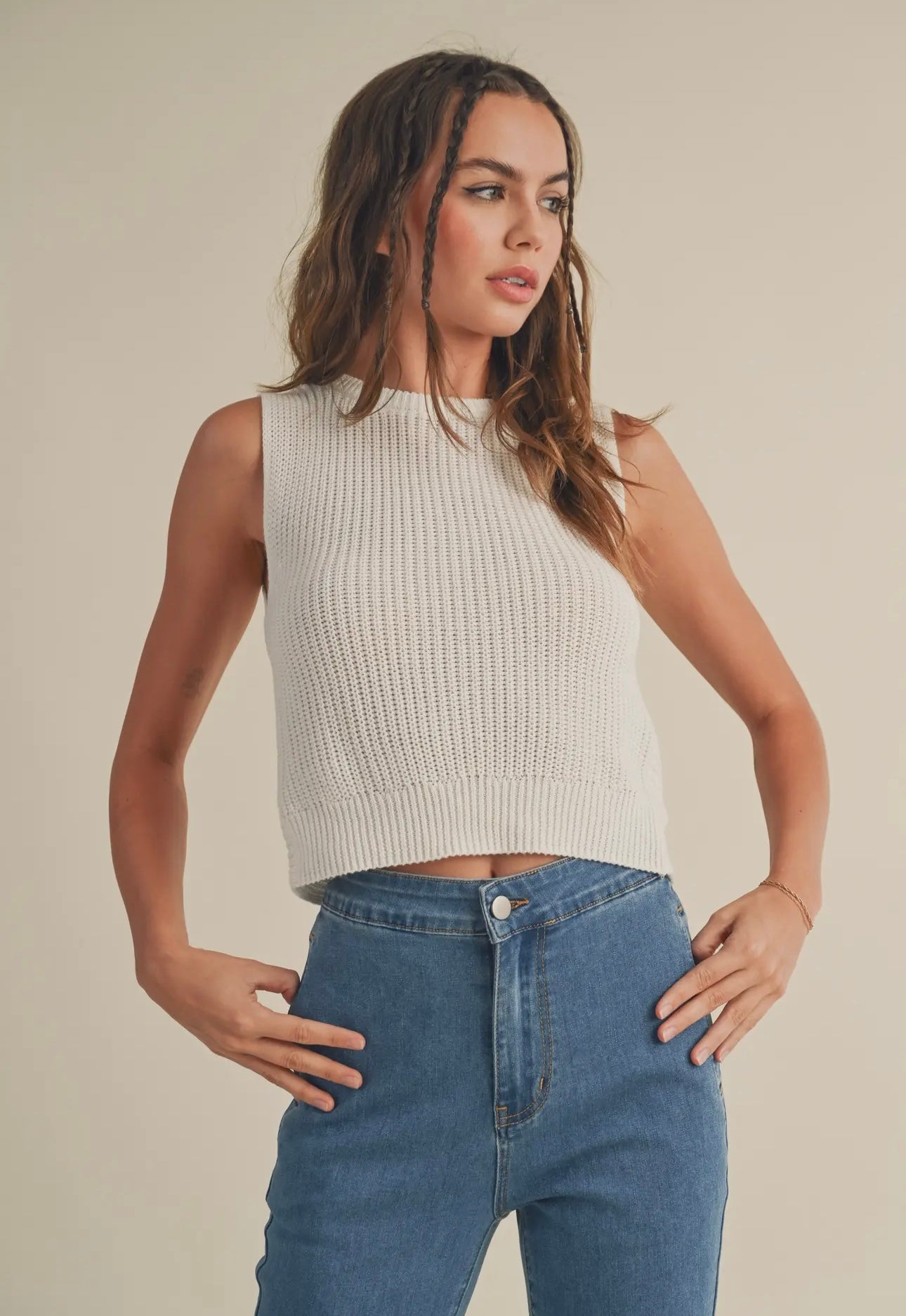 Hampton Sweater Top - Off White