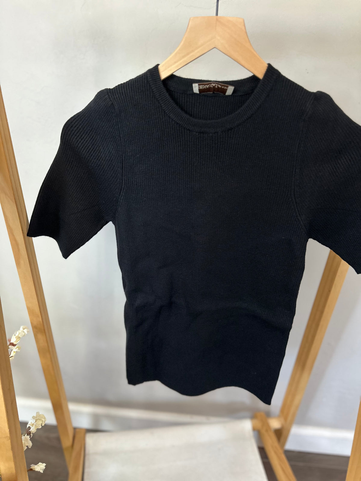 Viscose Ribbed Sweater Top - Black