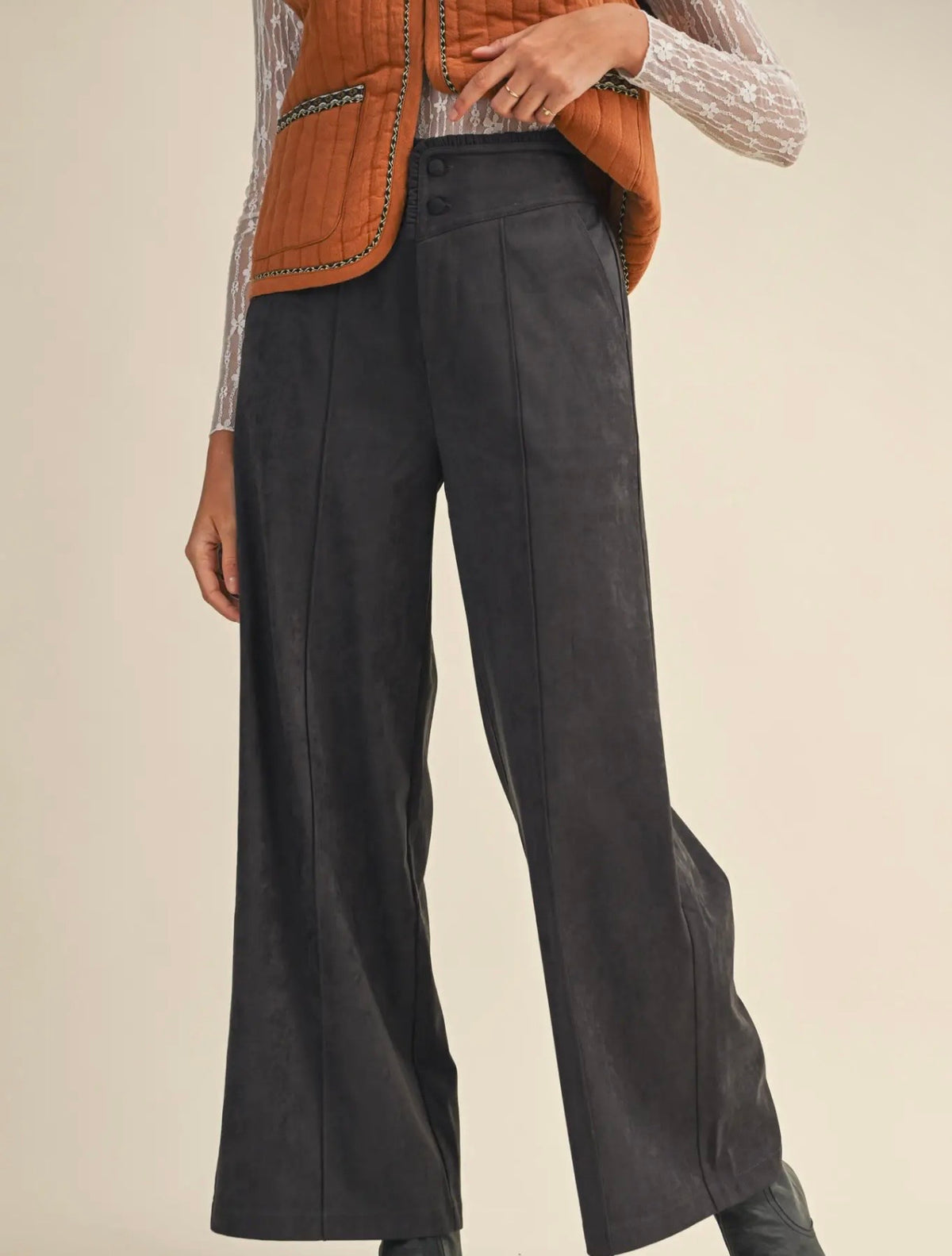 Suede Wide Leg Pants