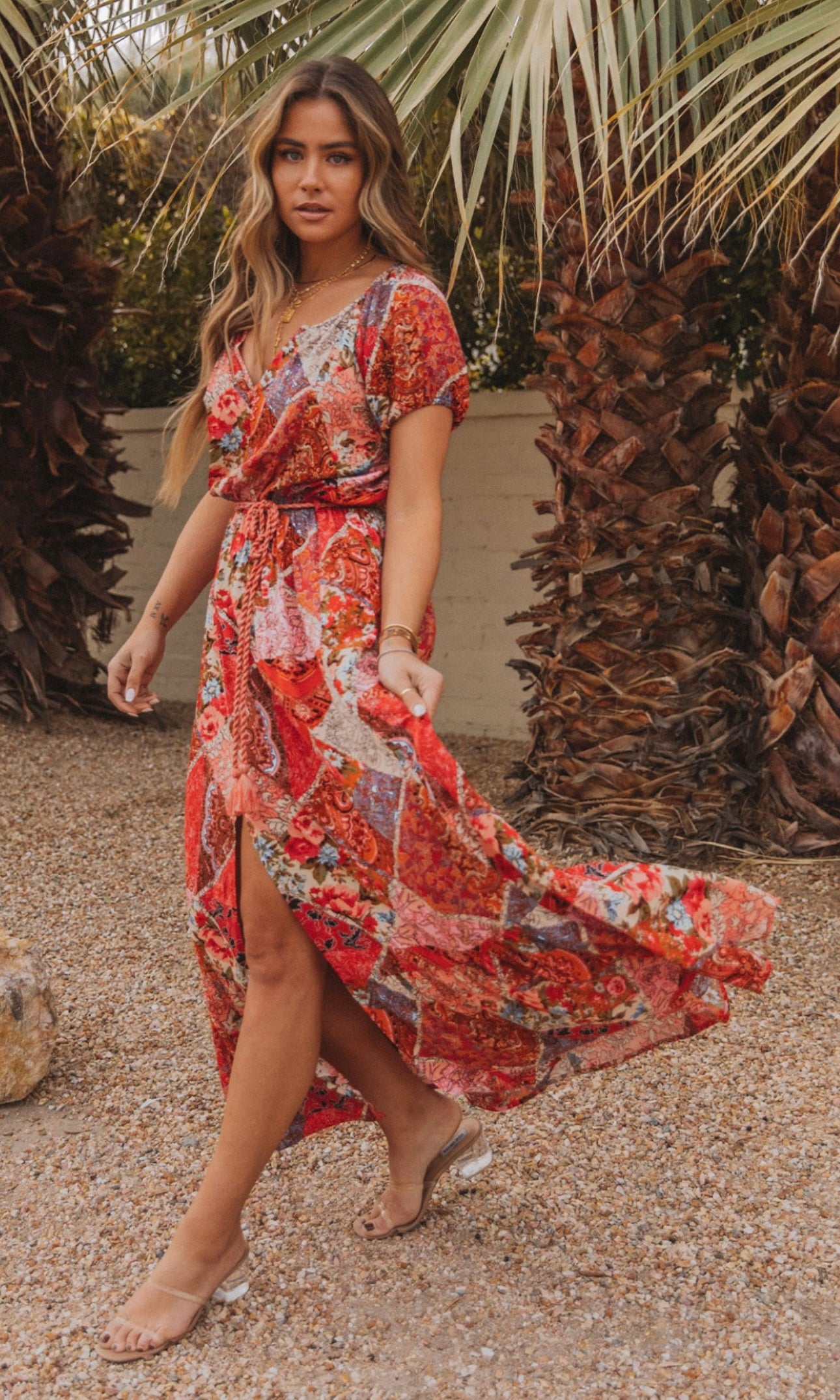 Boho Maxi Dress - Desert Red