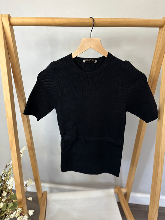 Viscose Ribbed Sweater Top - Black