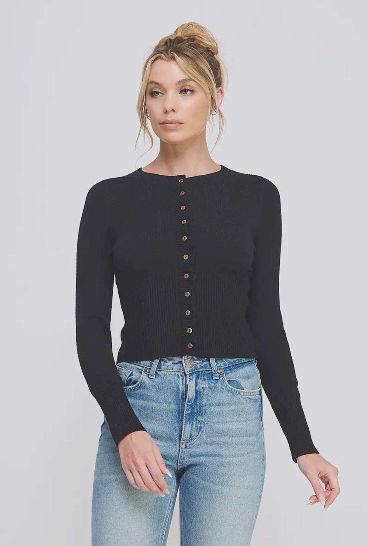 Button Up Cardigan - Black