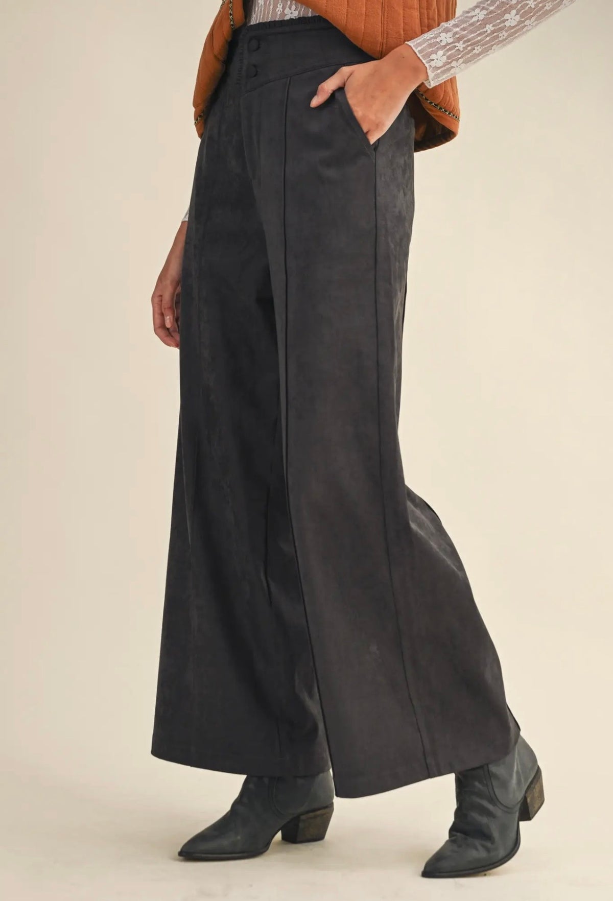 Suede Wide Leg Pants