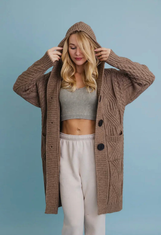 Long Knit Cardigan - Mocha