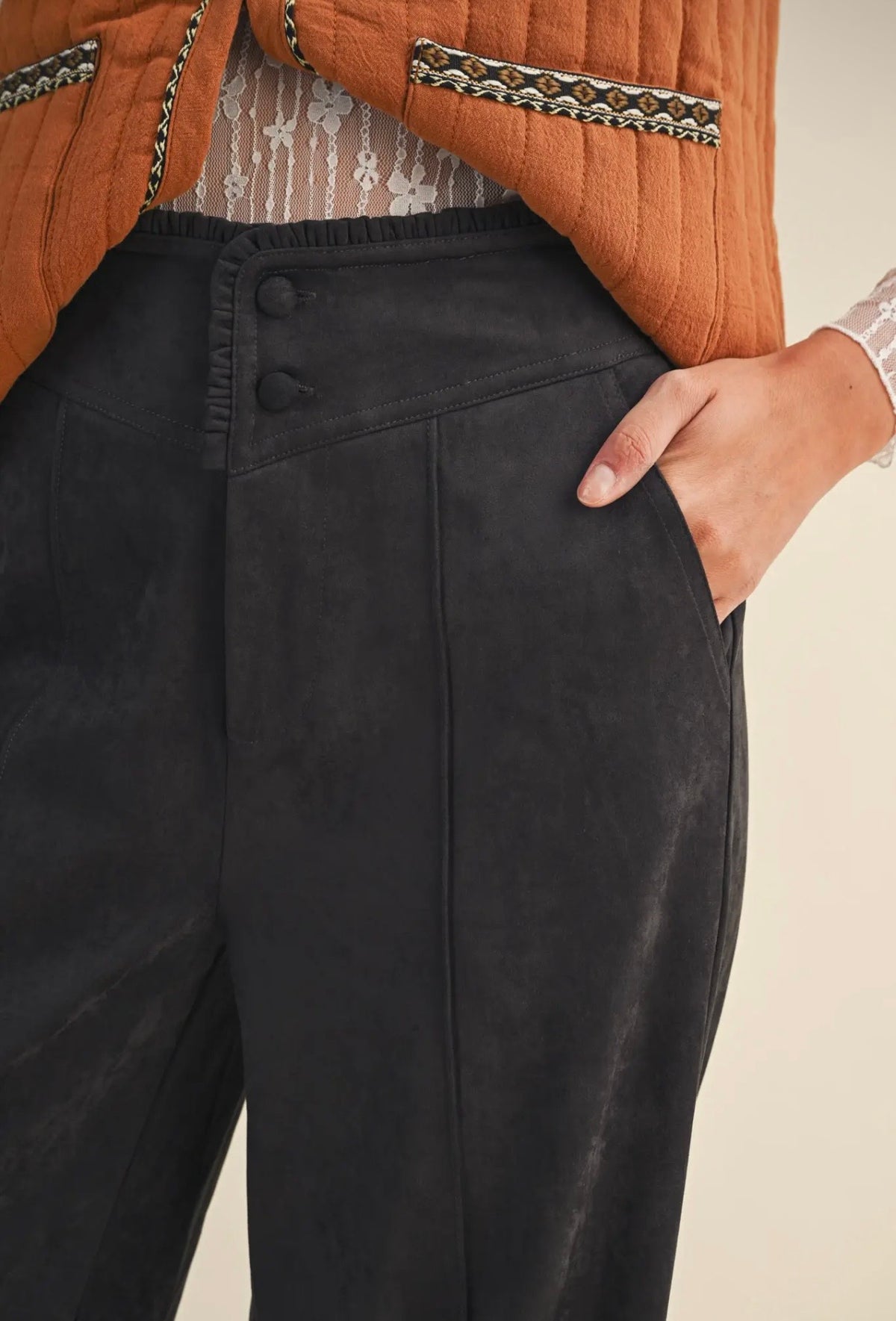 Suede Wide Leg Pants