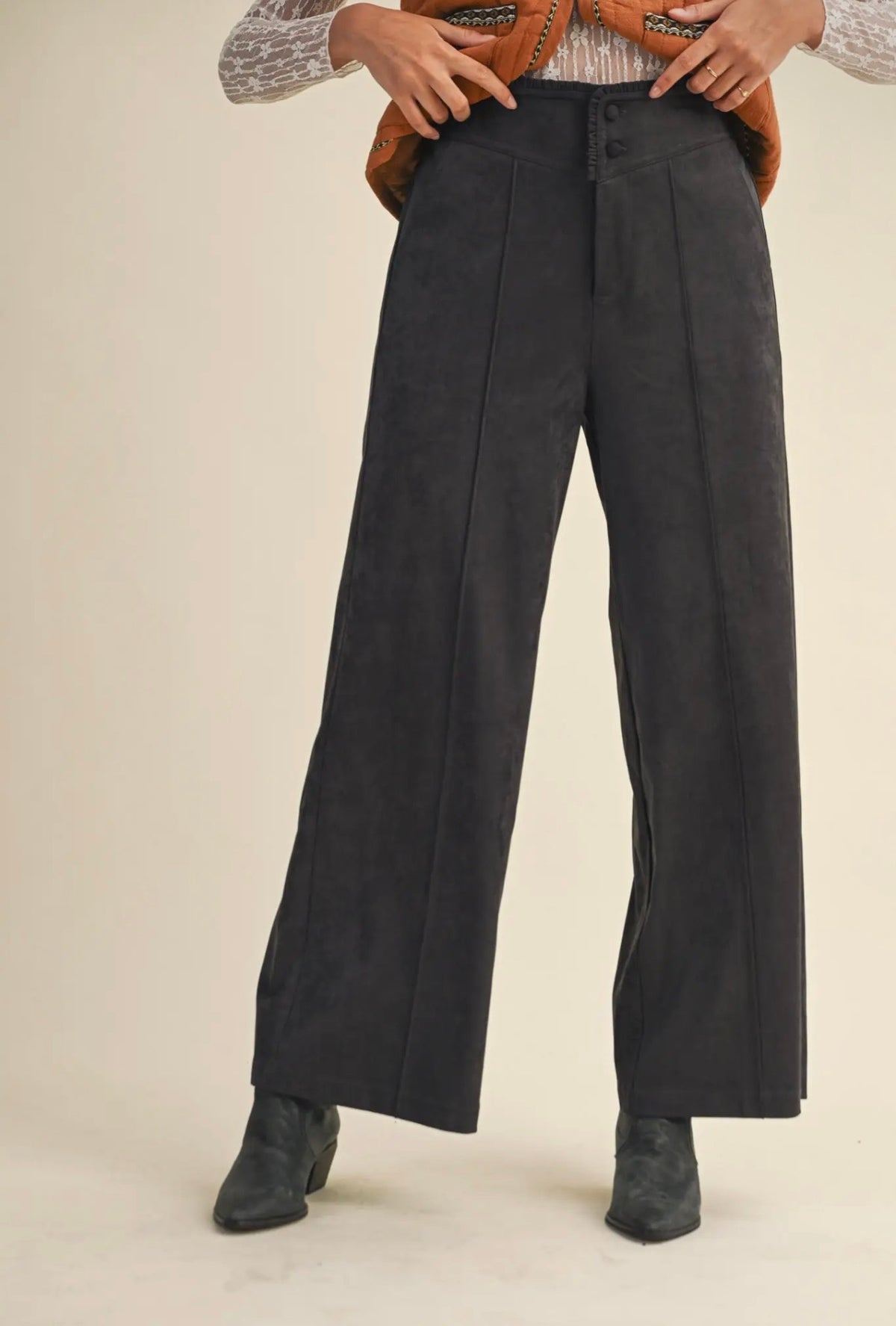 Suede Wide Leg Pants