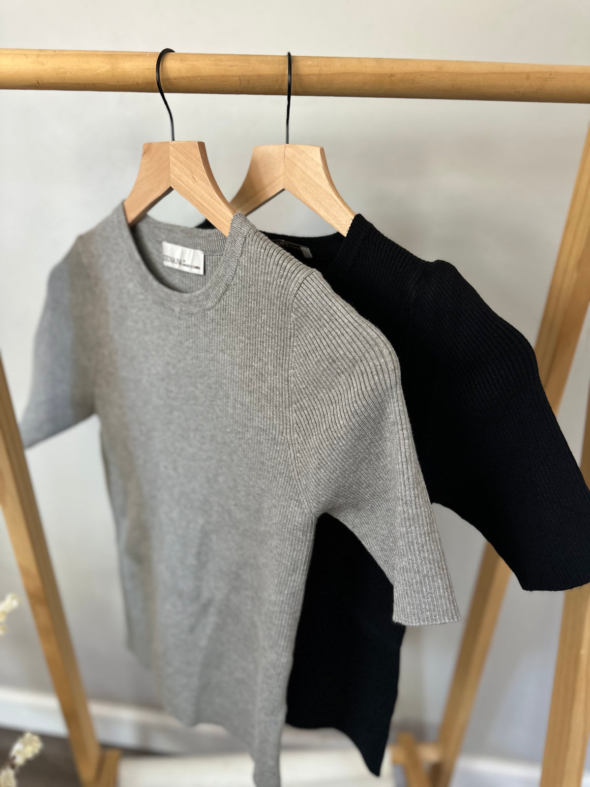 Viscose Ribbed Sweater Top - Grey