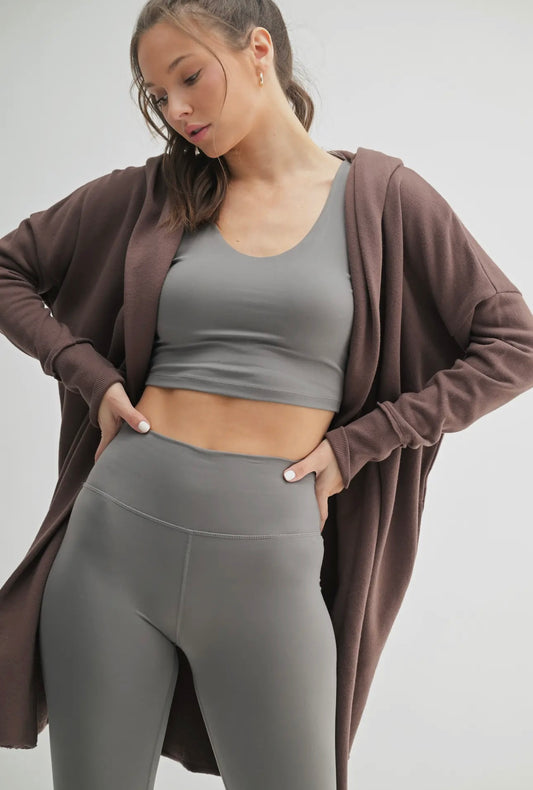 Hooded Long Cardigan - Chocolate