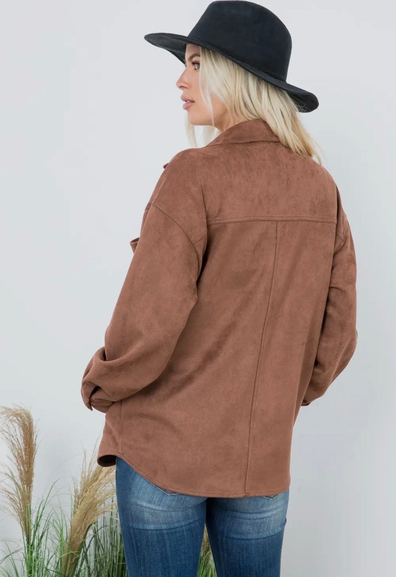 Suede Shacket - Cognac