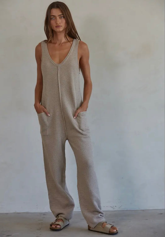 100% Cotton Knit Sweater Jumpsuit