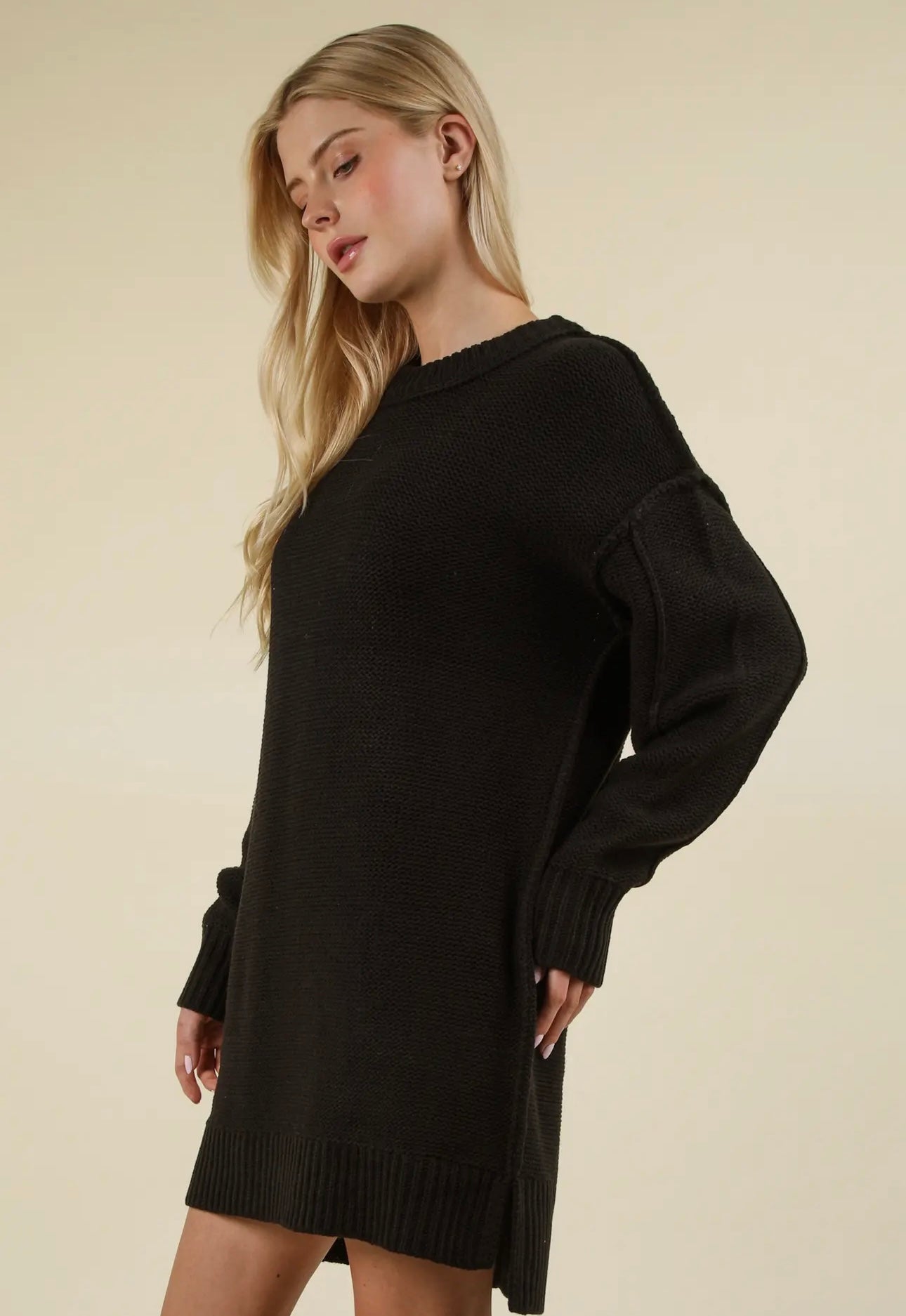 Chunky Sweater Dress - Black