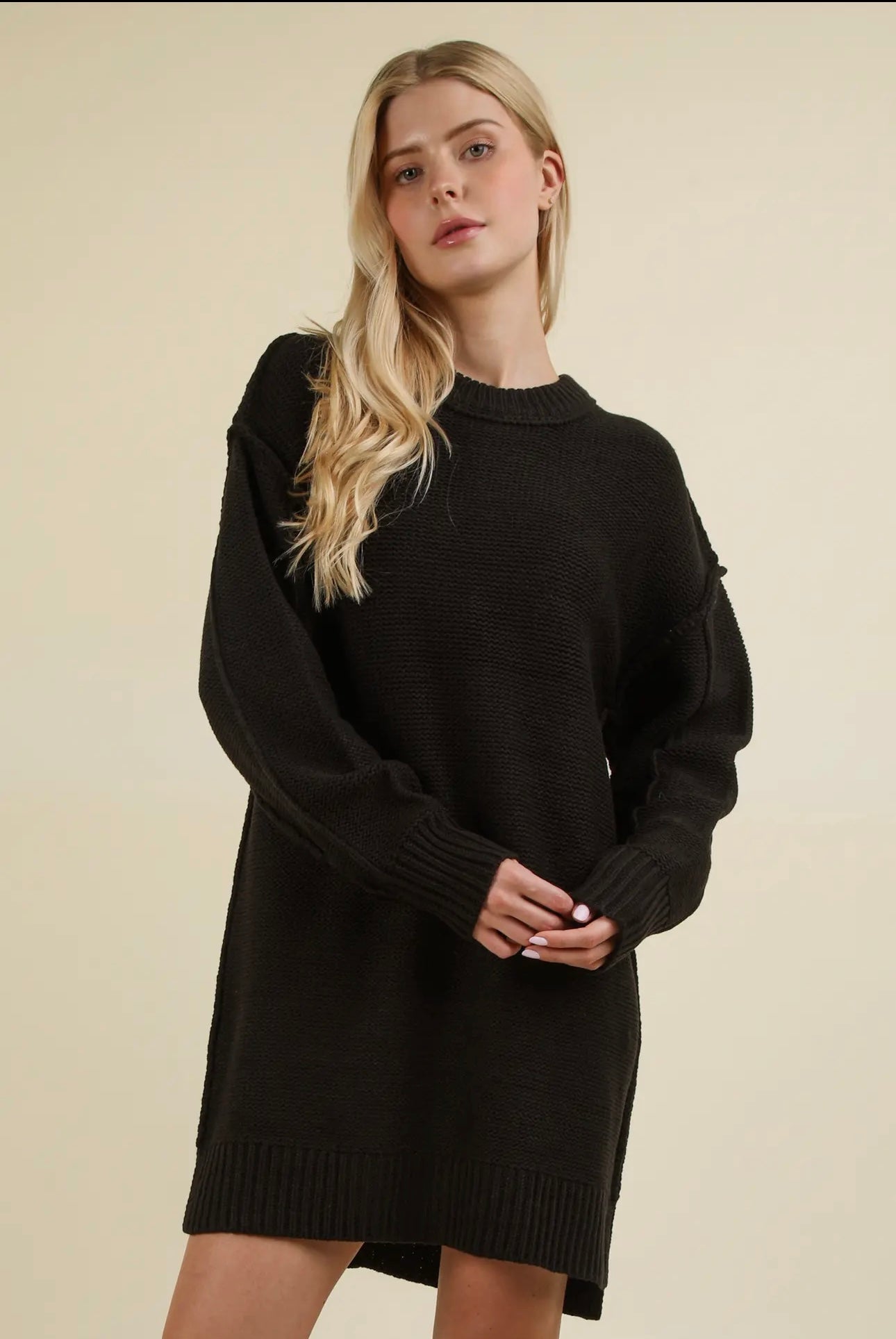 Chunky Sweater Dress - Black