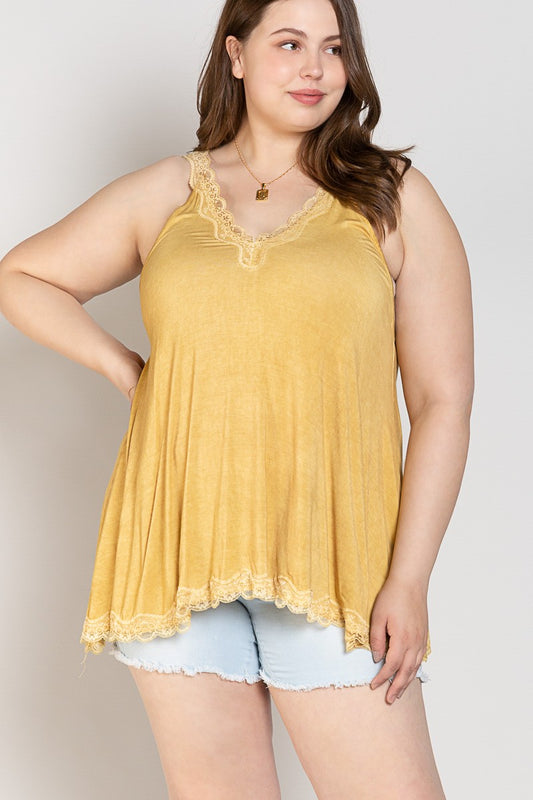 Everyday Lace Tank Plus - Golden