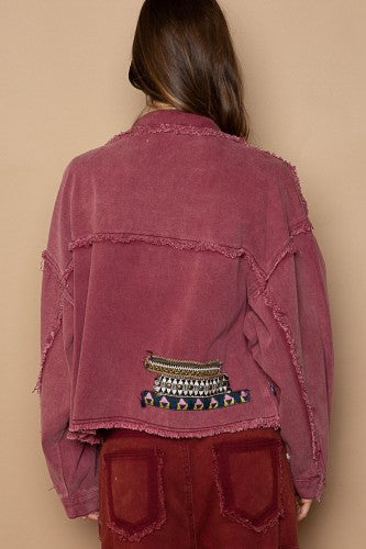 POL Boyfriend Jacket - Burgundy